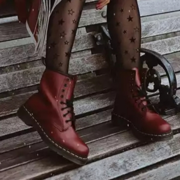 Dr. Martens Shoes - Dr. Martens 1460 Women's Smooth Leather Lace Up Boots In Cherry Red Woman's 9